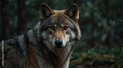 wild photography Majestic Wolf in a Forest Setting