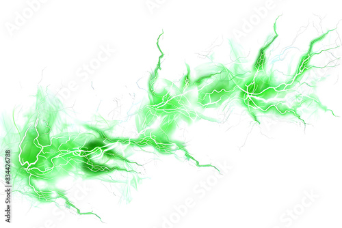 green lightning flash, transparent background, PNG file