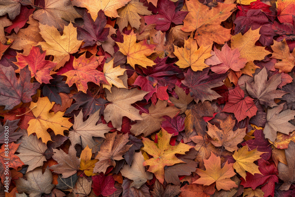 A thick layer of autumn leaves in various stages of color change, filling the entire frame. The leaves exhibit rich hues of red, orange, yellow, and brown. A thick layer of autumn leaves in various stages of color change, filling the entire frame. The leaves exhibit rich hues of red, orange, yellow, and brown.