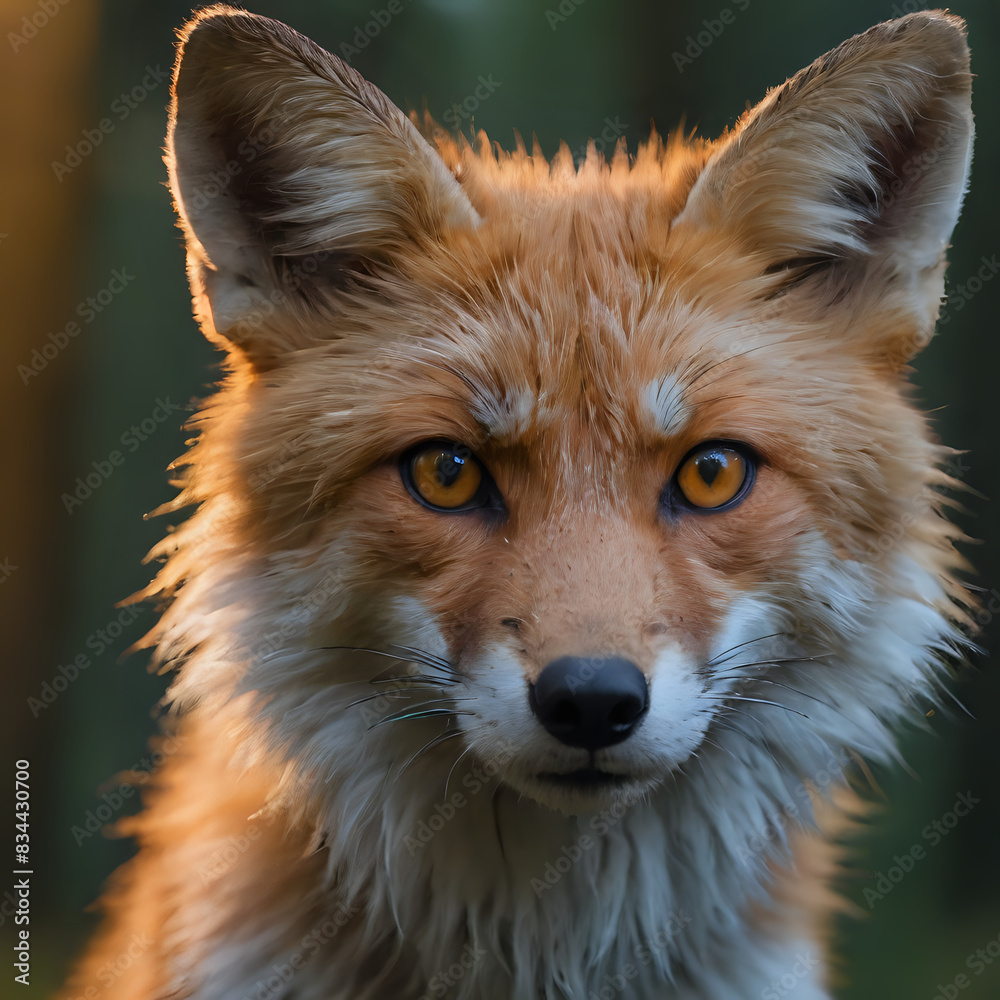 Fototapeta premium a close up of a fox's face with a blurry background