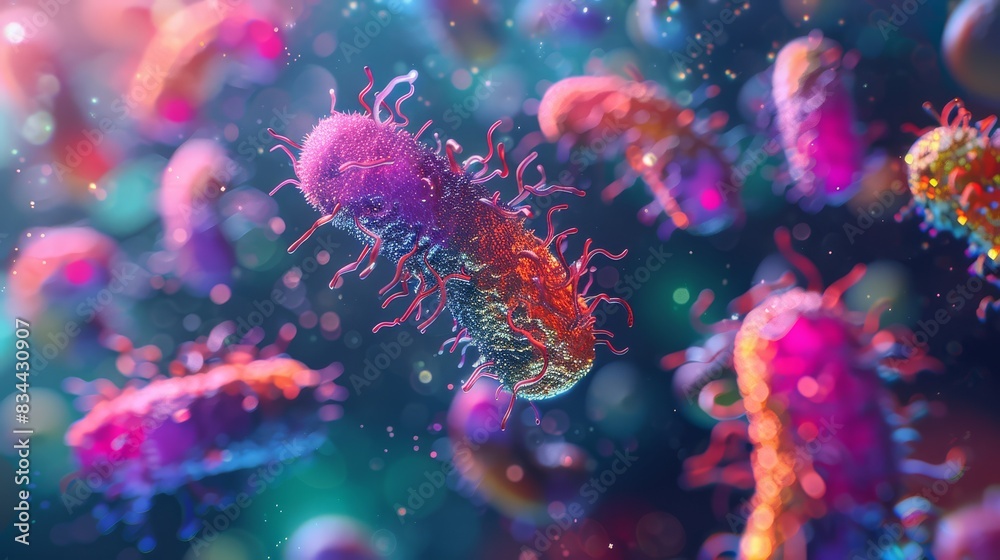 Colorful Microscopic Bacteria in Abstract Art
Colorful Microscopic Bacteria in Abstract Art