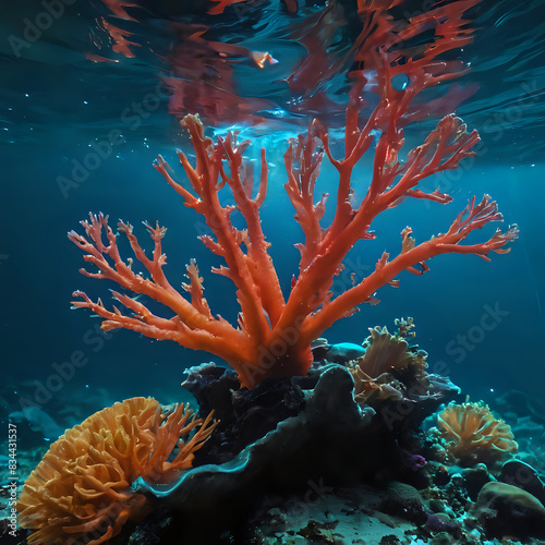 a coral reef with a coral and anemons in the water photo