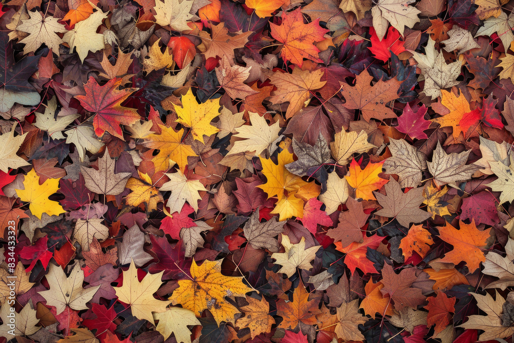 A thick layer of autumn leaves in various stages of color change, filling the entire frame. The leaves exhibit rich hues of red, orange, yellow, and brown. A thick layer of autumn leaves in various stages of color change, filling the entire frame. The leaves exhibit rich hues of red, orange, yellow, and brown.
