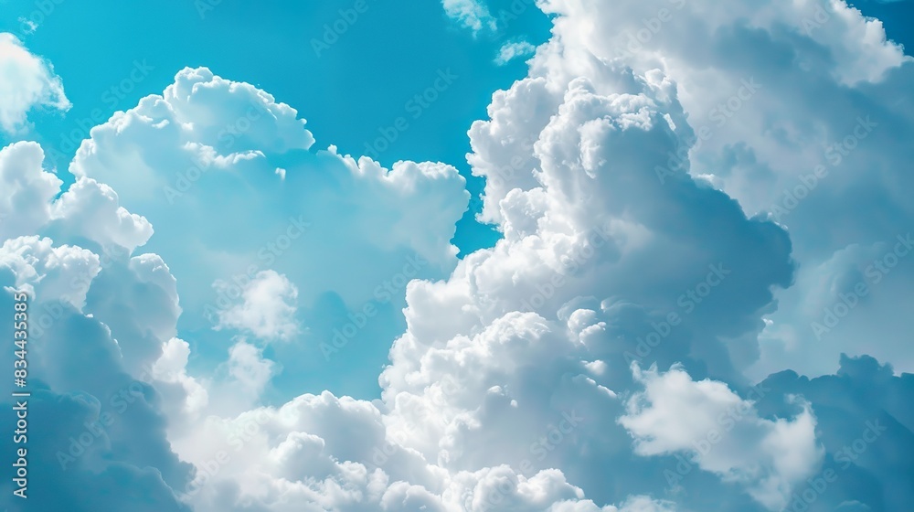 White clouds form abstract shapes in a clear blue sky. White clouds form abstract shapes in a clear blue sky.