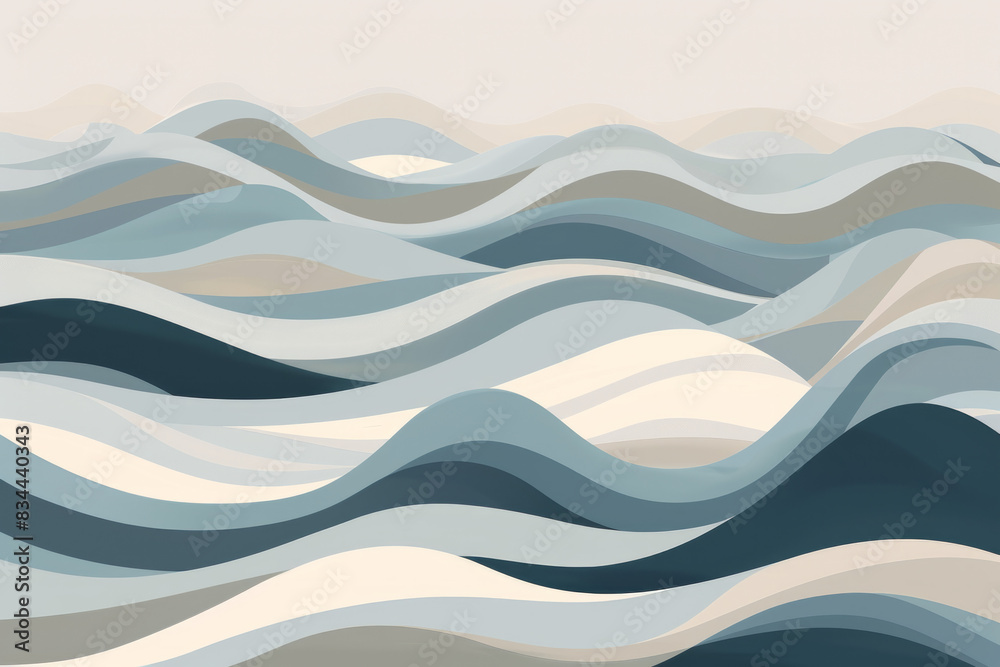 A minimalistic illustration of abstract waves in a single, muted color palette A minimalistic illustration of abstract waves in a single, muted color palette