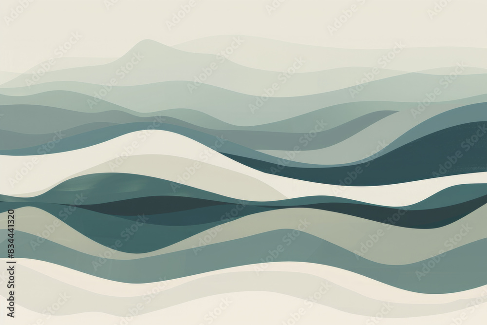 A minimalistic illustration of abstract waves in a single, muted color palette A minimalistic illustration of abstract waves in a single, muted color palette