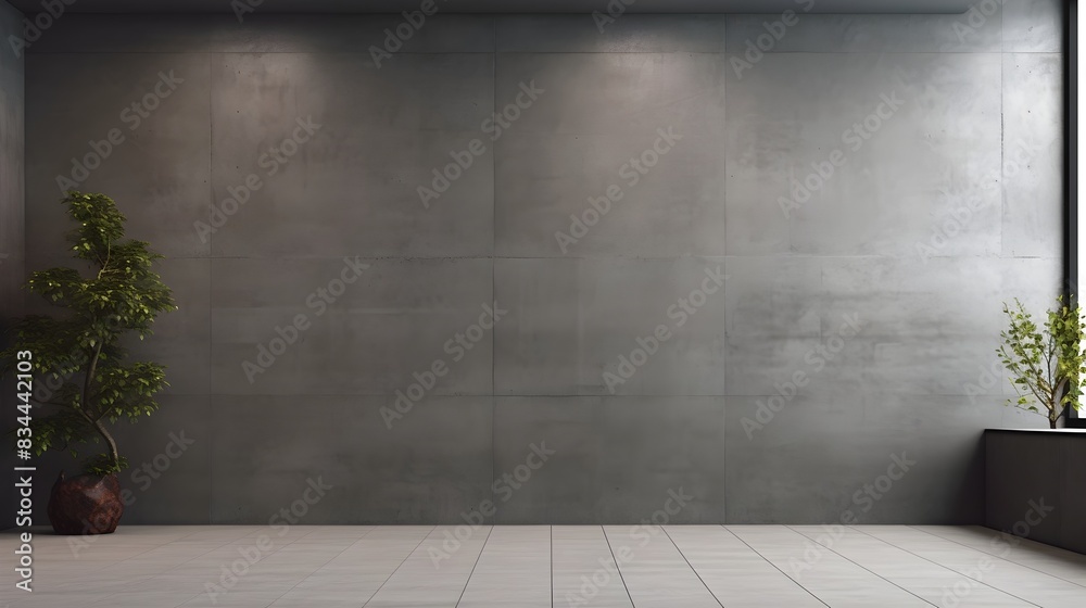 Empty Modern Minimalist Room with Concrete Walls and Tiled Floor Design for Interior or Product Photography Empty Modern Minimalist Room with Concrete Walls and Tiled Floor Design for Interior or Product Photography