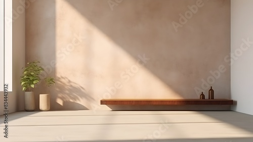 Minimalist Interior Design with Concrete and Natural Tones in a Tranquil Room