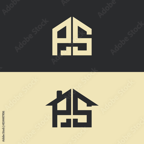 PS modern letter house and home logo design photo