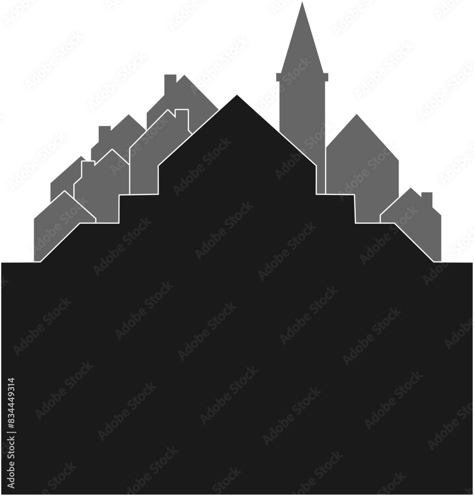 Silhouette town house vector illustration
