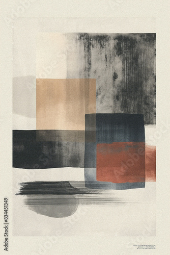 Minimalist Japandi art, zen poster with geometric shapes