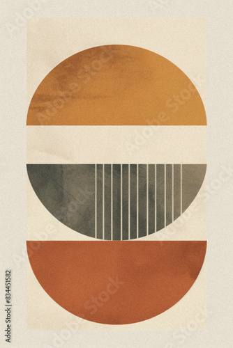 Minimalist Japandi art, zen poster with geometric shapes