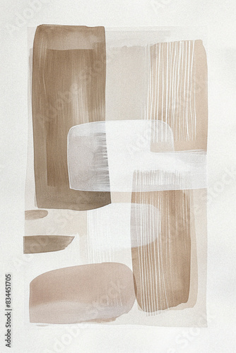 Minimalist Japandi art, zen poster with geometric shapes