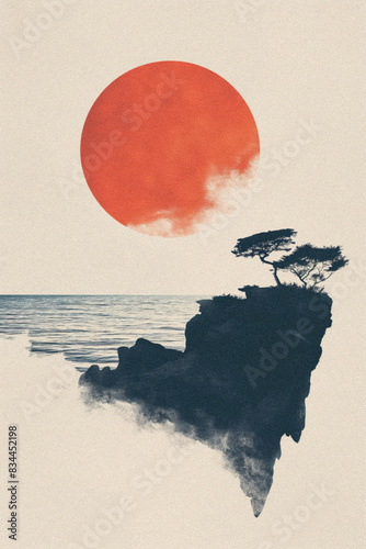 Nature inspired minimalist wall art print, simple and clean poster design