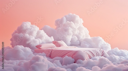 Dreamy cloud look perfect on pink sky. Make a bed out of clouds 