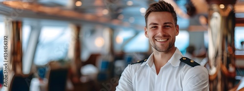Friendly and Enthusiastic Cruise Director Welcoming Passengers on Board