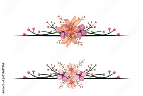 The Blooms  Greenery Floral Foliage Ornament Corner Text Separator adds elegant  framing text in invitations, cards