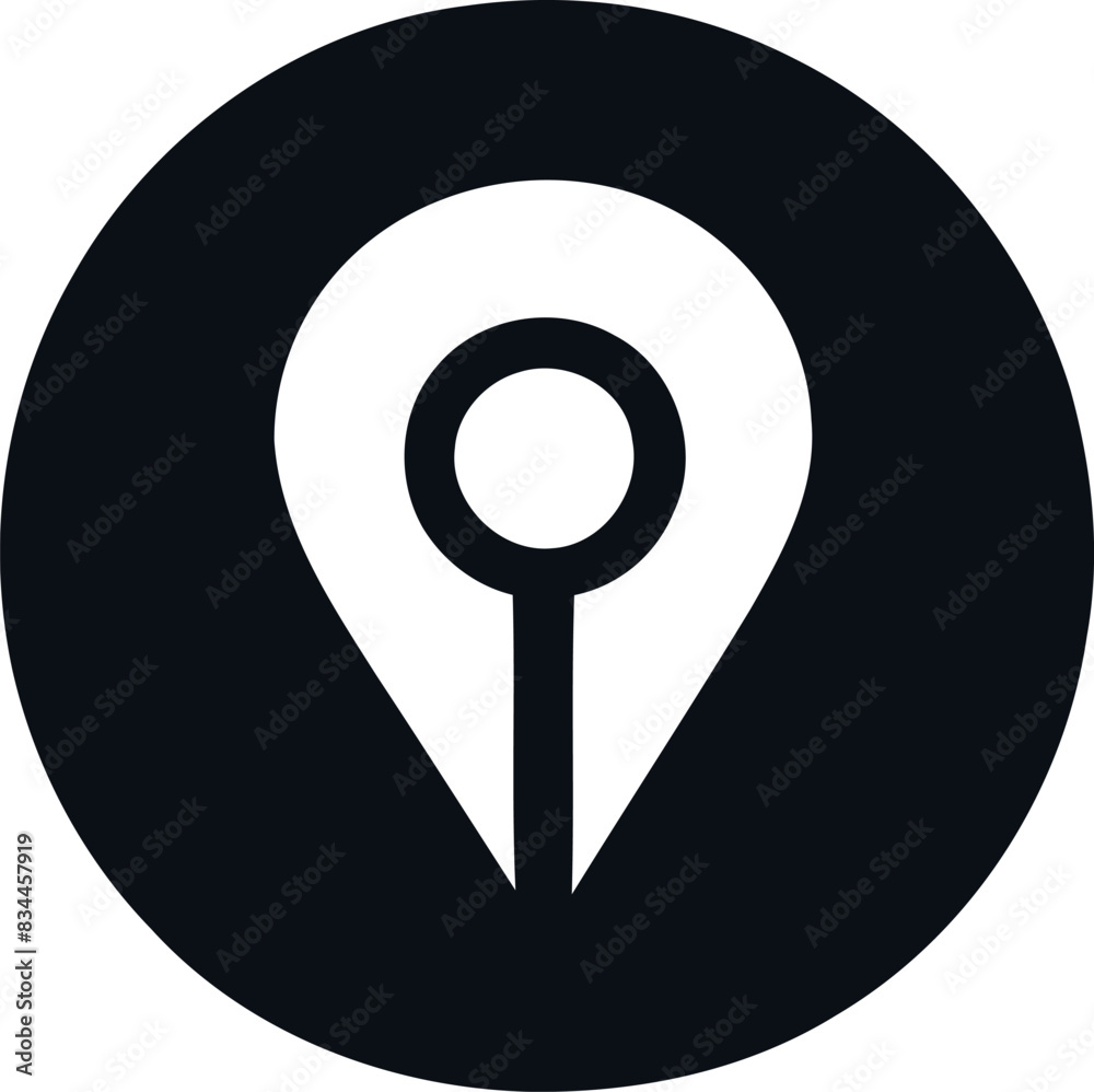 Minimalist Black and White Map Icon with Location Pin Minimalist Black and White Map Icon with Location Pin