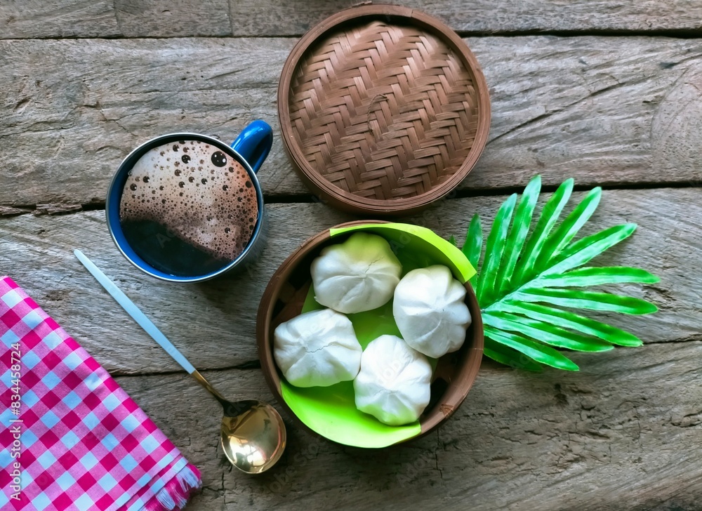 Bakpao snack in a plate on the table Bakpao snack in a plate on the table