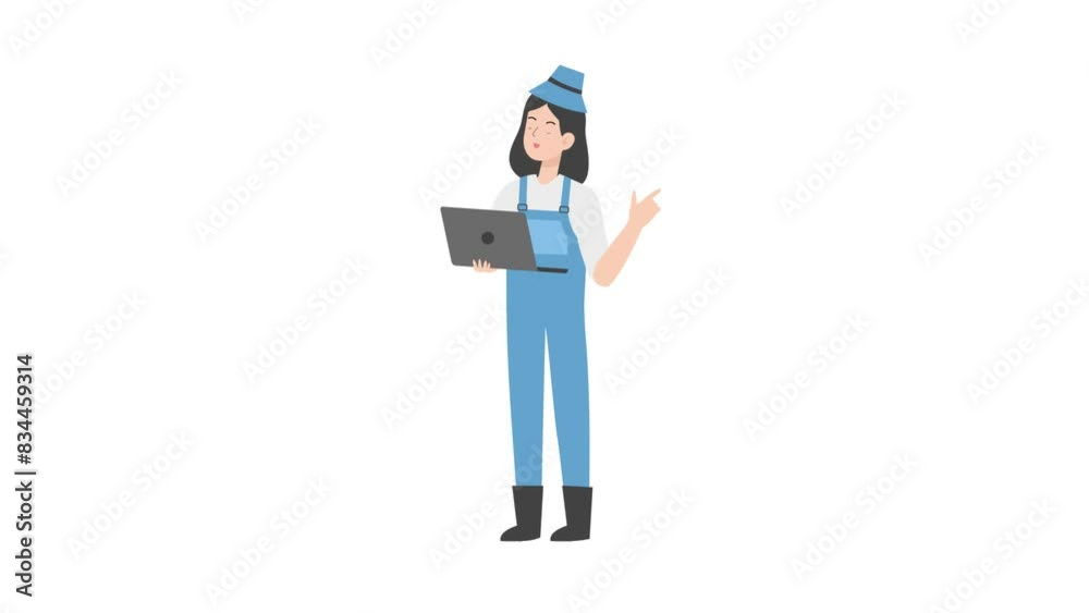 Female farmer holding laptop Female farmer holding laptop