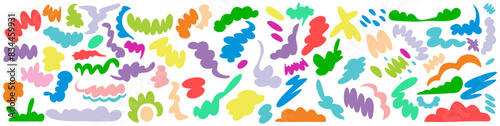 Steam clouds, puff, mist, fog,  aroma perfume organic shape, Memphis flat style colorful funky design shape template for presentation design, flyer	