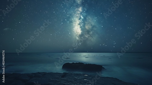 Milky way over the seaat night photo