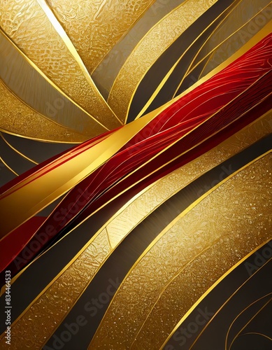 Regal Patterns: Dark Yellow, Red, and Gold Line Overlap