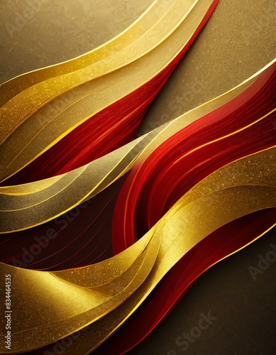 Extravagant Layers: Overlapping Lines in Gold, Red, and Dark Yellow
