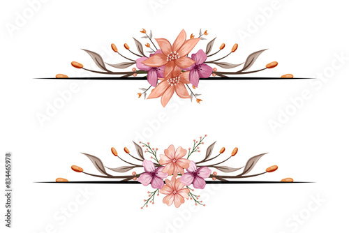 The Blooms  Greenery Floral Foliage Ornament Corner Text Separator adds elegant  framing text in invitations, cards