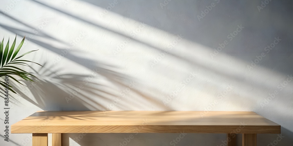 Minimal Wooden Podium with Sunlight and Shadows for Luxury Cosmetic and Skincare Products Minimal Wooden Podium with Sunlight and Shadows for Luxury Cosmetic and Skincare Products