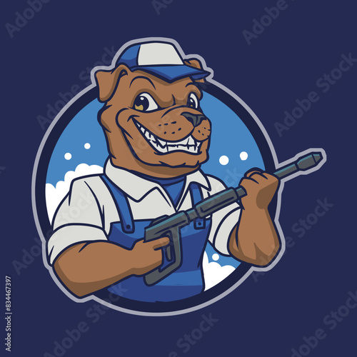Bulldog vector cartoon mascot for car wash