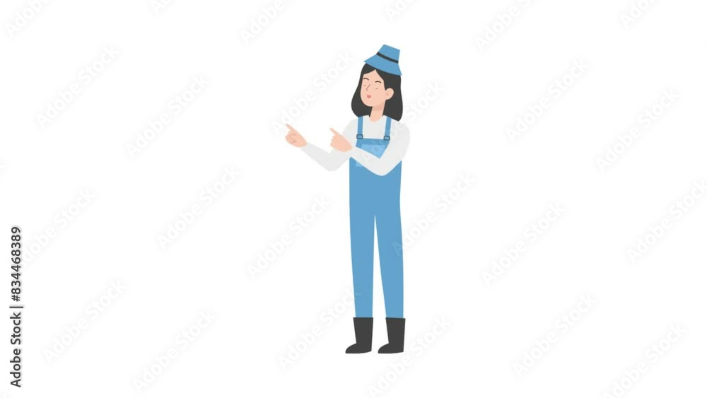 Female farmer waiving hand Female farmer waiving hand