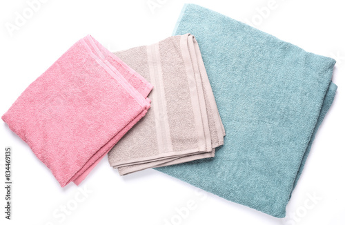 Colored towels on a white background