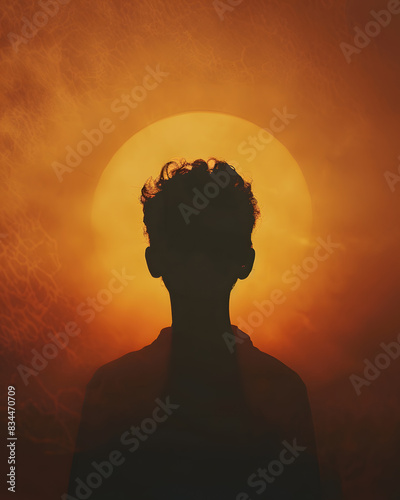 Silhouette of a Person Against a Golden Sunset