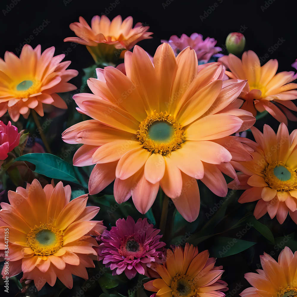 a many different colored flowers in a vase on the table a many different colored flowers in a vase on the table