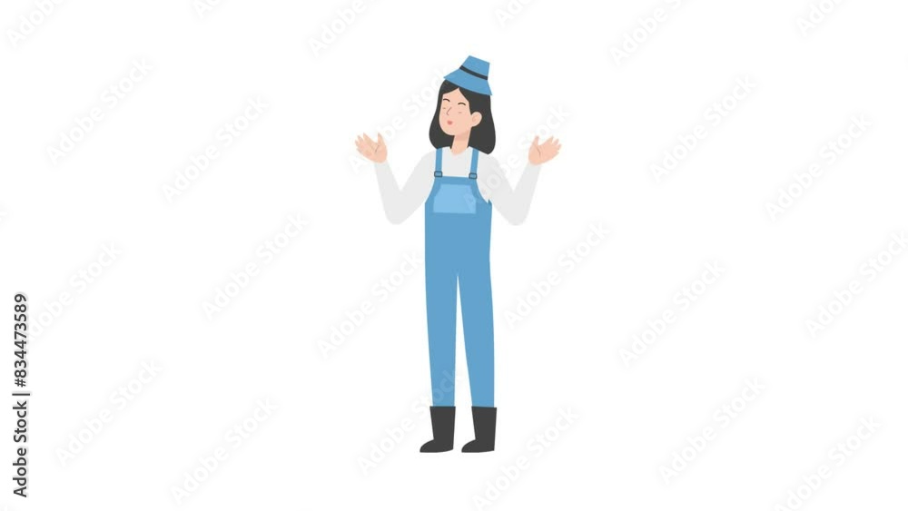 Female farmer raising both hands Female farmer raising both hands