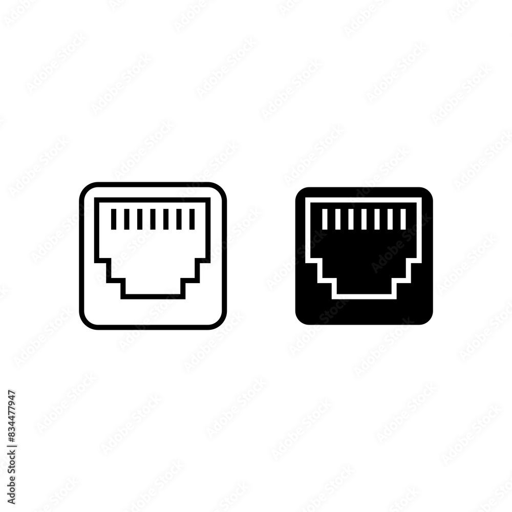 LAN network port line icon. vector simple black lan illustration for web and app on white background..eps LAN network port line icon. vector simple black lan illustration for web and app on white background..eps
