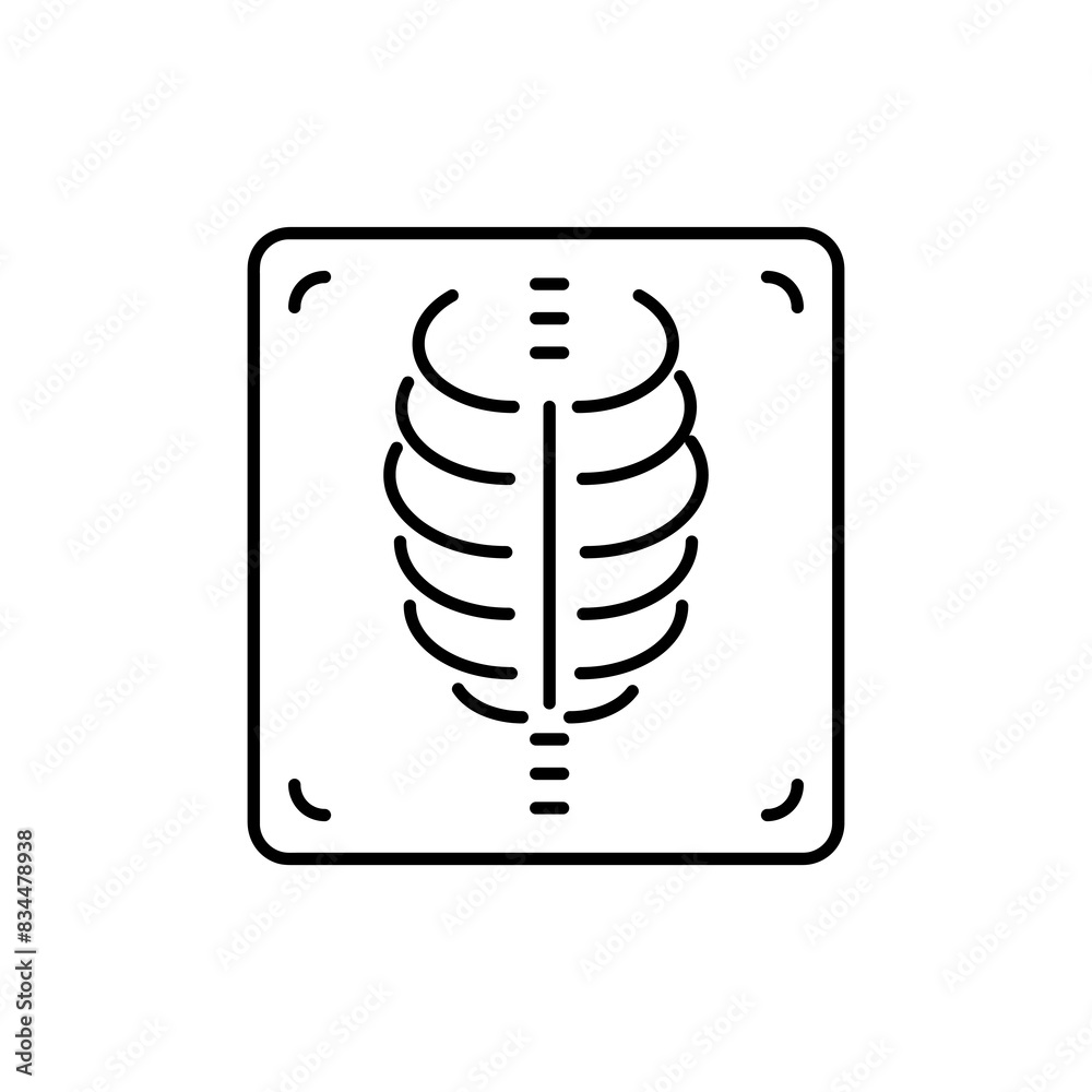 Chest xray line icon.vector simple black illustration on white background..eps Chest xray line icon.vector simple black illustration on white background..eps