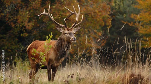 Red deer during the slab period in a forest