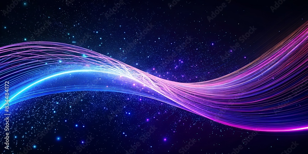 Obraz premium Dynamic Flow: Curved Lines in Vibrant Purple and Blue. Perfect for: Digital art exhibitions, Contemporary art showcases.