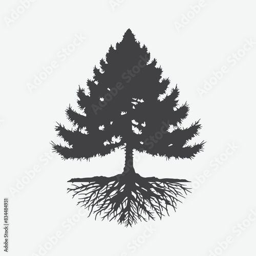 Print Majestic Larch Tree Silhouette, A Serene Nature's Masterpiece