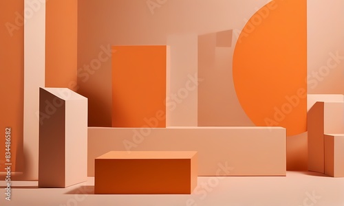 Wallpaper Mural Abstract geometric shapes dominating the scene in varying shades of orange, Ai Generated Torontodigital.ca