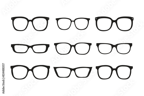 Set of silhouette glasses isolated