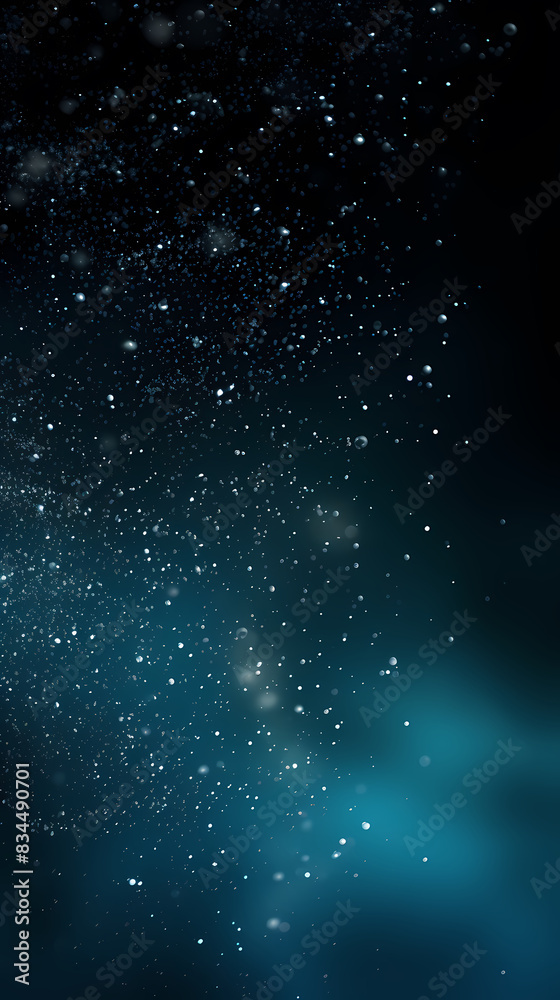 Fototapeta premium Floating snow particles on dark blue background