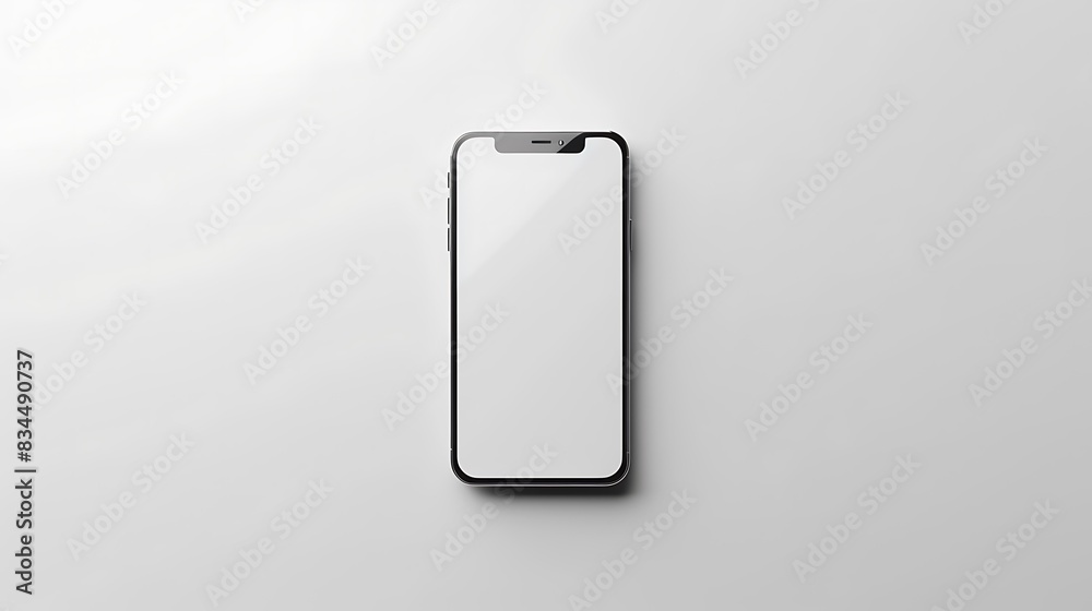 Minimalistic product mockup of a sleek smartphone with a clean design, centered on a white background