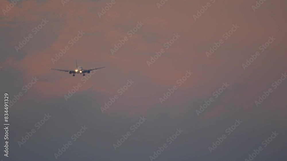 Silhouette Airplane will take-off at an airport during sunset sky Silhouette Airplane will take-off at an airport during sunset sky