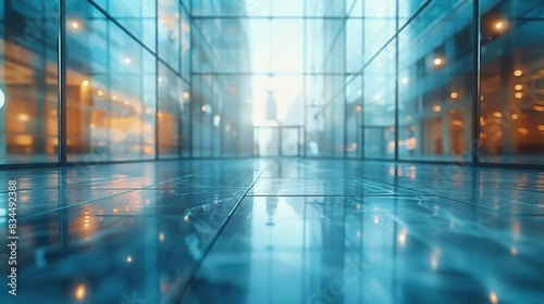 Foggy Glass Wall of Stylish Office Building