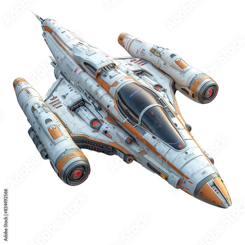 futuristic spaceship isolated on transparent background ,generative ai