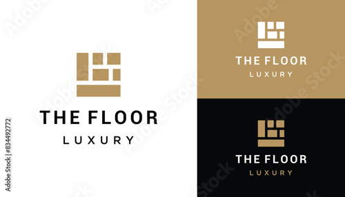 Initial Letter L Classic Floor with Square Line Pattern Frame Shape Logo Design