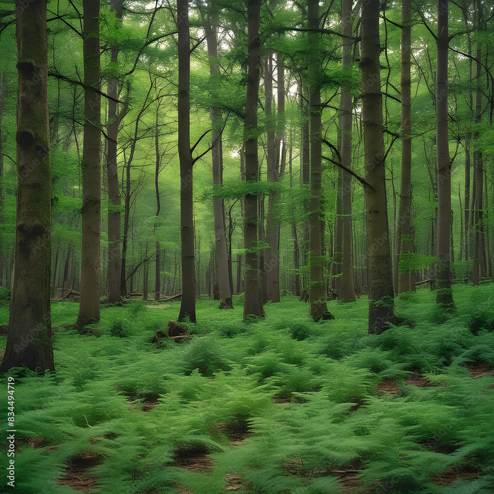 Grandes arboles en el bosque con naturaleza verde Grandes arboles en el bosque con naturaleza verde
